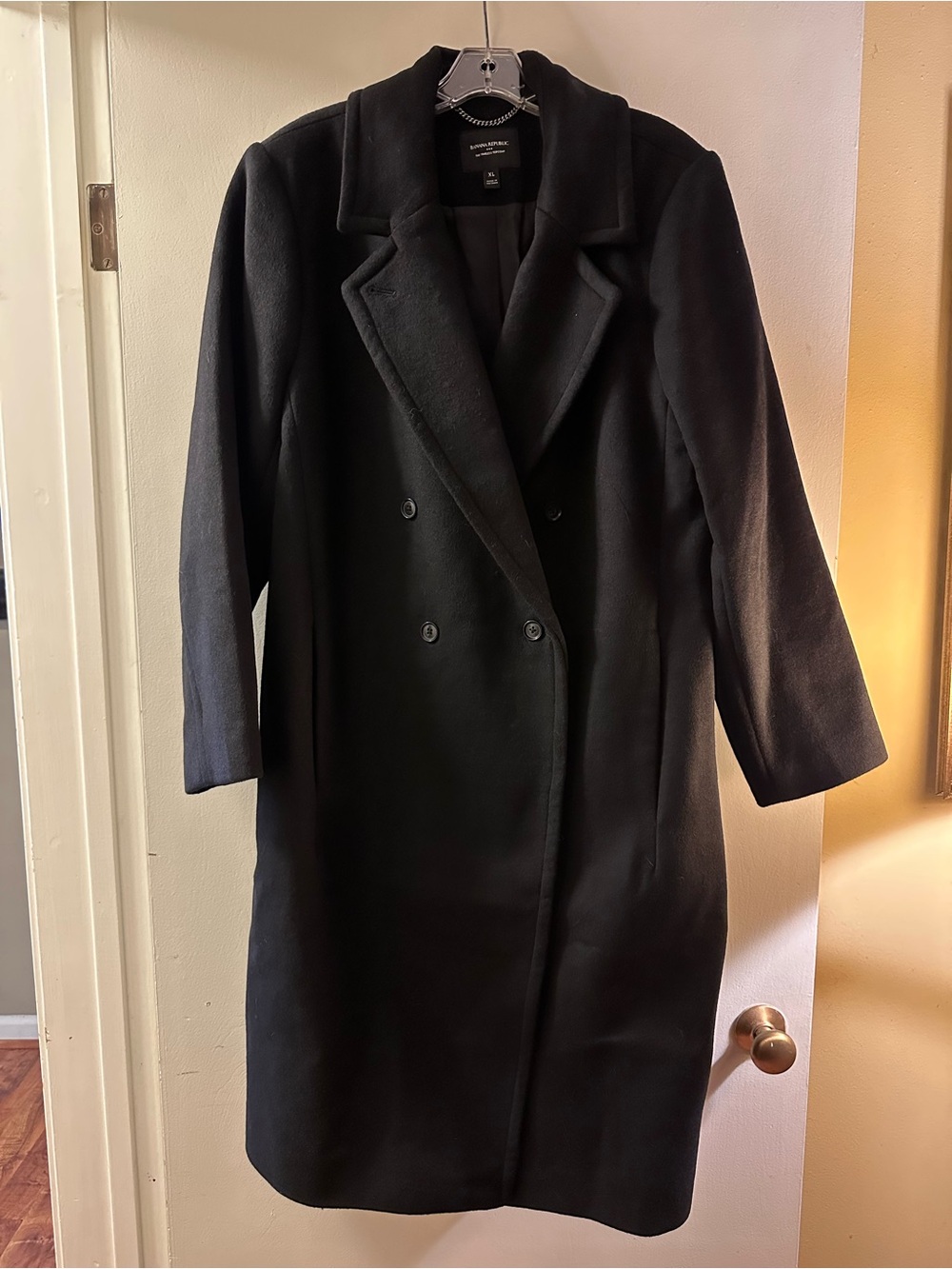 Banana Republic Black Double-Breasted Trench Coat